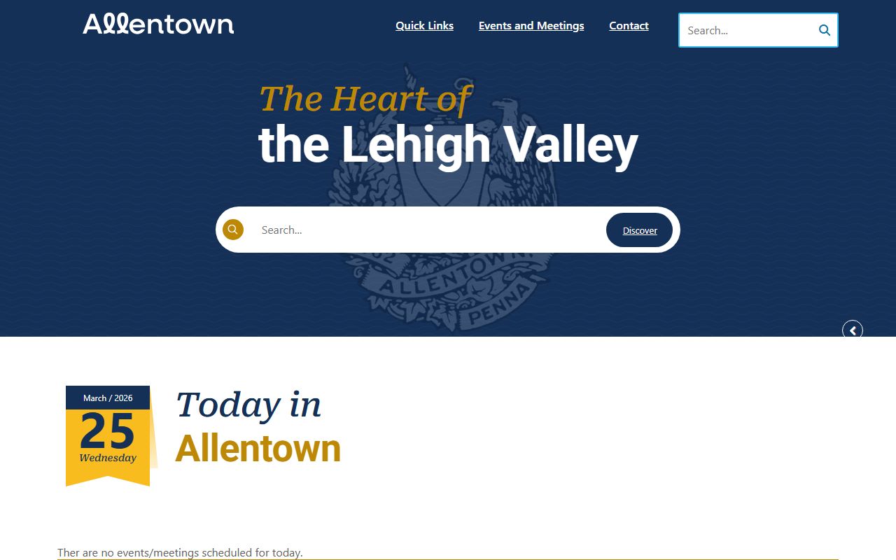 Allentown Pennsylvania official city website showing municipal services and resources for Allentown death records research