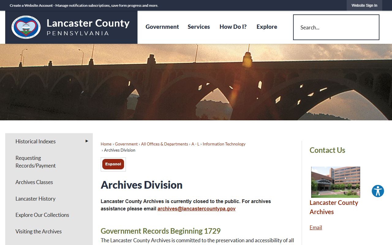 Lancaster County Archives Pennsylvania holding Death Registrations from 1852 and Death Affidavits 1874 to 1978 for Lancaster death records research