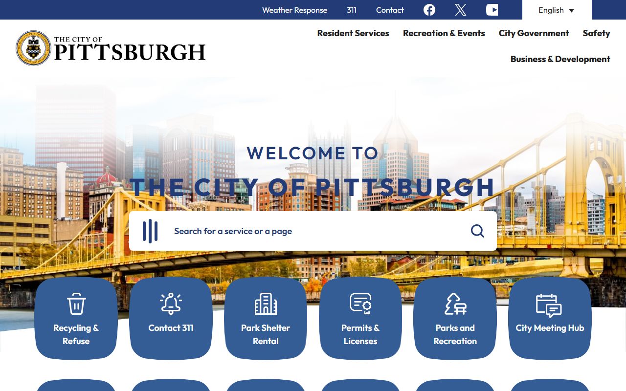 Pittsburgh Pennsylvania city government website showing resources for Pittsburgh death records research