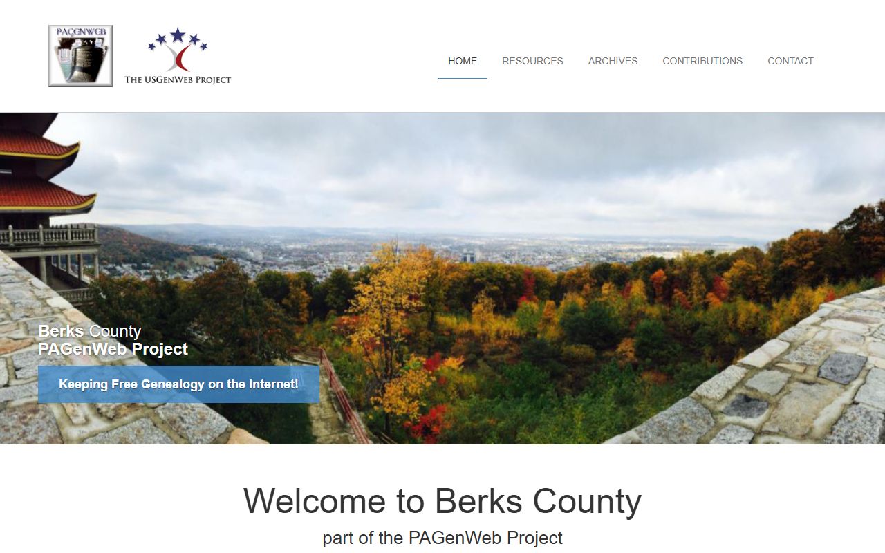 Berks County PAGenWeb page showing genealogy resources for searching Berks County death records and vital records