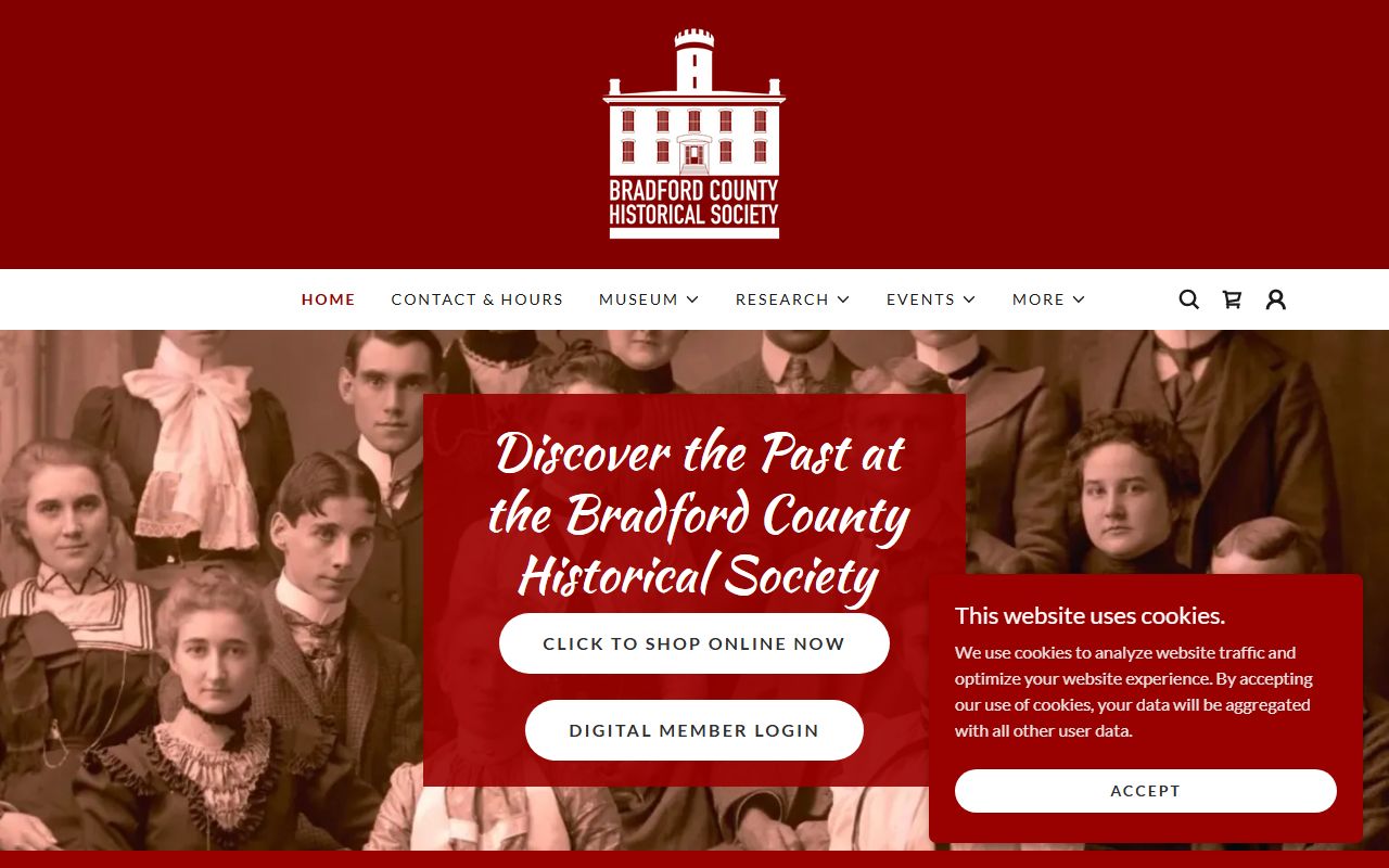 Bradford County Historical Society research archive building in Towanda Pennsylvania