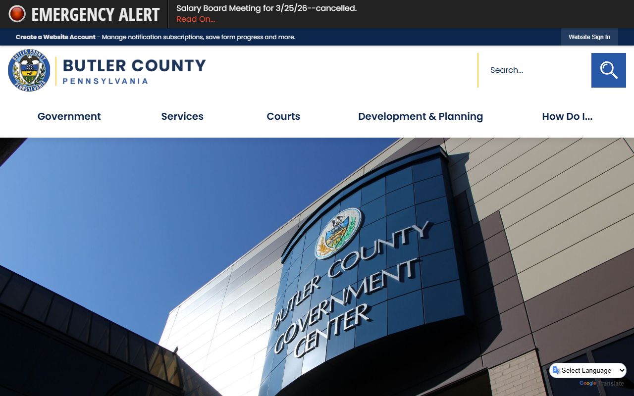 Butler County Pennsylvania government website for death records and vital records information