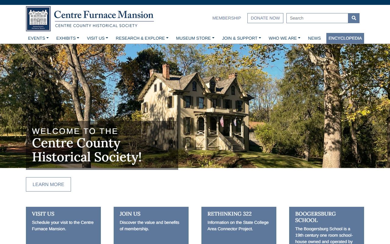 Centre County Historical Society at Centre Furnace Mansion in Bellefonte Pennsylvania