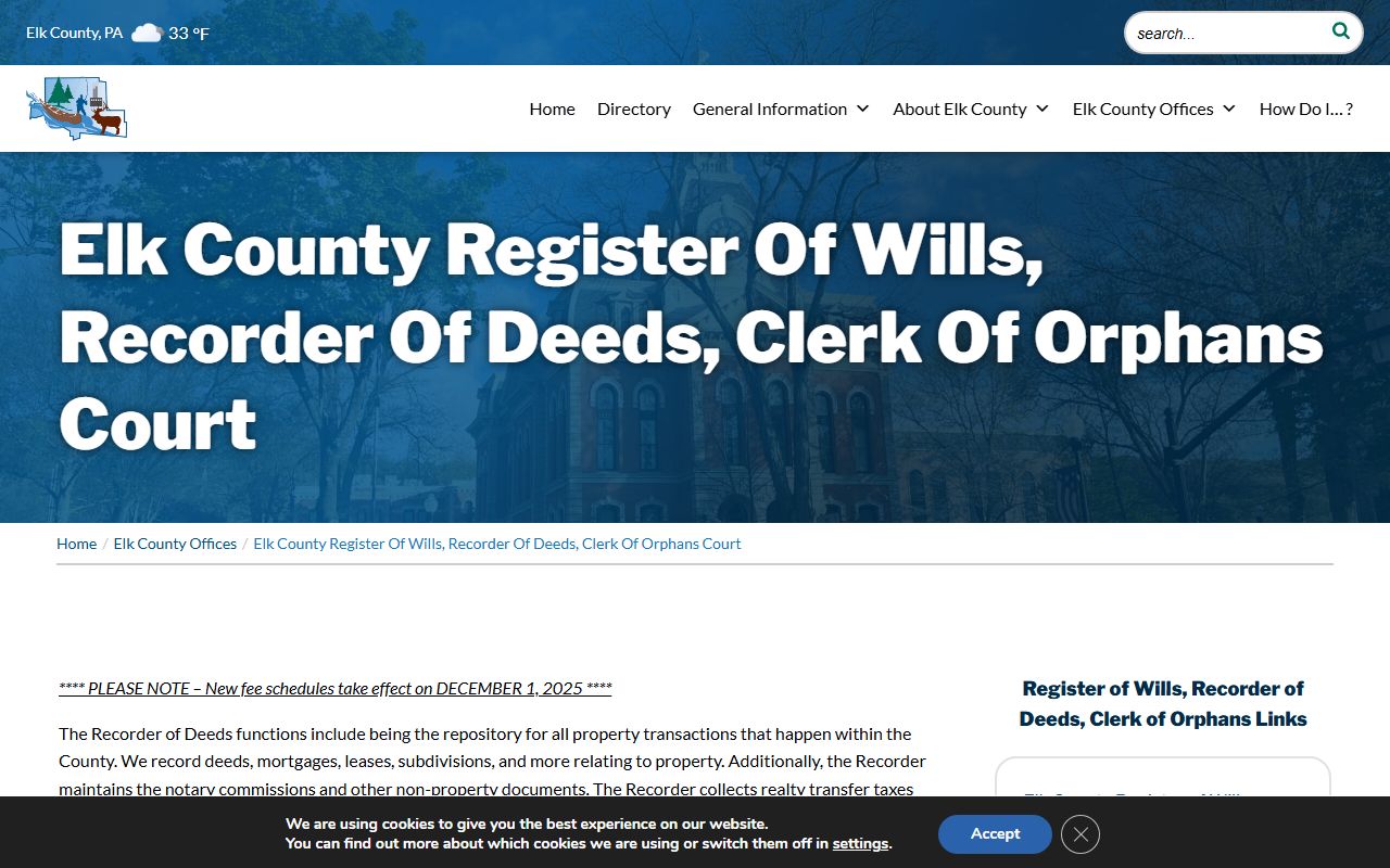 Elk County courthouse death records