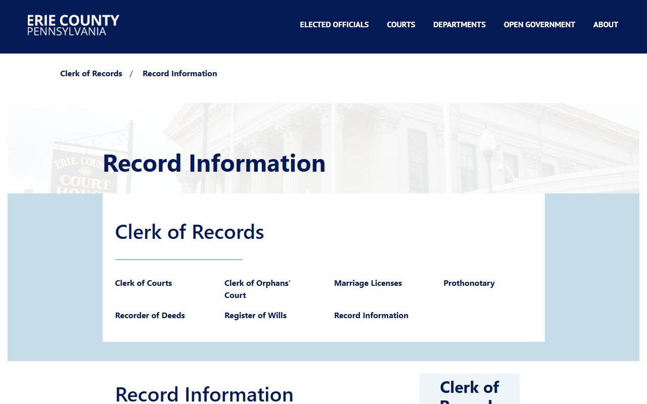 Erie County records information