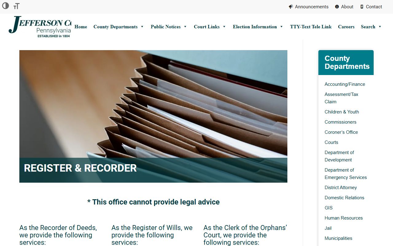 Jefferson County Register and Recorder death records