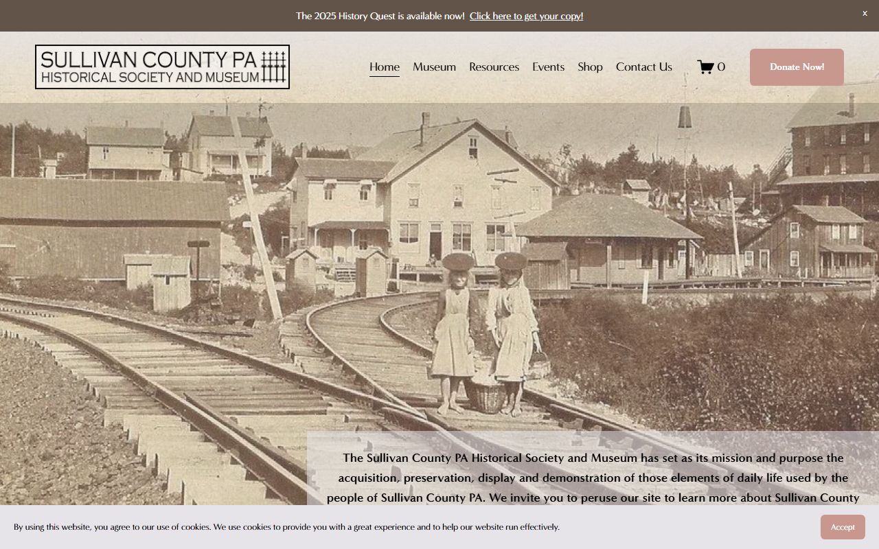 Sullivan County Historical Society and Museum website showing obituary list and death records research resources